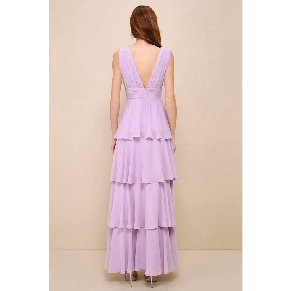Lilac Tiered V-Neck Maxi Dress - Picture 3 of 11